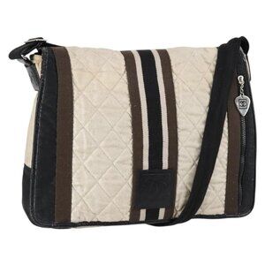 Authentic CHANEL Sports Matelasse Shoulder Bag Canvas White Silver CC